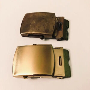 Vintage Lot of 2 US Brass Web Belt Buckle Made  in USA RAU